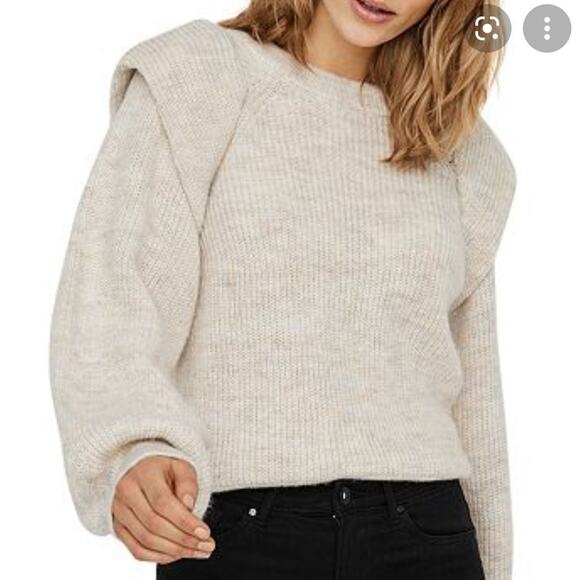 Vero Moda Paddy Birch Balloon Sleeve Sweater Women’s Size XS Knit Pullover Beige - Picture 10 of 10